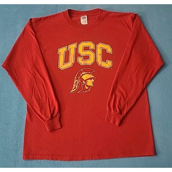 USC Trojans T Shirt Long Sleeve Mens Size Large Y2K University Delta Magnum Wgt - Picture 1 of 8